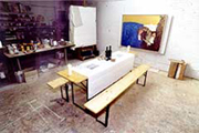 A laid table in a studio