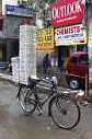 Patterns & structures on the backseat of a bike, New Delhi